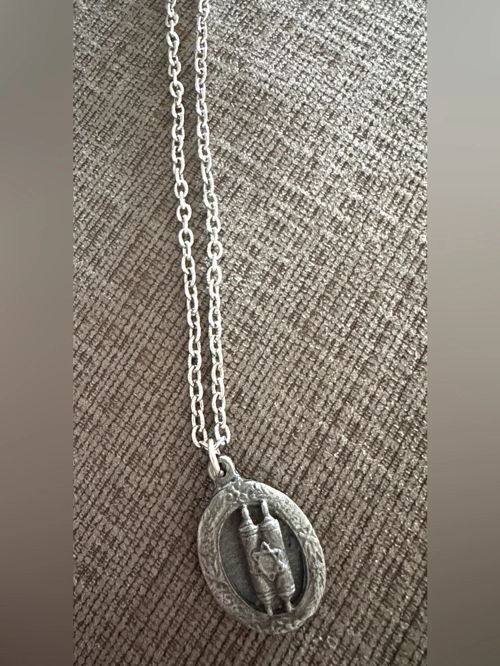 3 Vintage Silver Tone Judaica Pendant Necklaces - Torah, Zodiac, Chai